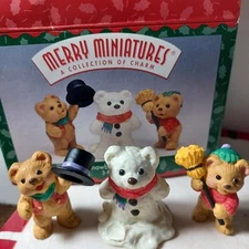 Vintage 1997 Hallmark Merry Miniatures Snowbear Season Set
