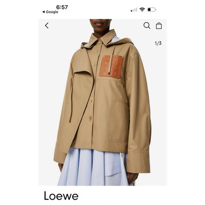 Loewe Women s Water-Resistant Military Parka Jacket w/ Detachable Hood Beige