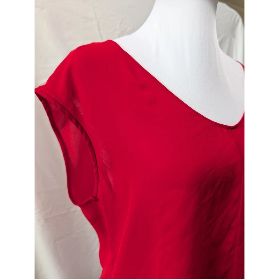 Blusa pulóver túnica cuello en V J.Crew para mujer talla 8 mediana de gasa roja Foto 2 de 4
