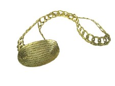 Vintage Gold Tone Woven Chain Link Belt Oval Adjustable Hollywood Glam 36 inch