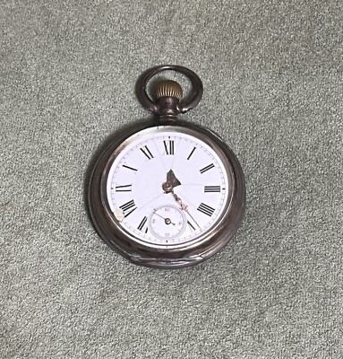 Antique Swiss ''Ligne Droite Archimede'' Silver .800 Pocket Watch 