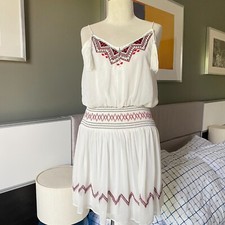 Free People Totally Bohemian White Embroidery Dress with Tassels XS 
