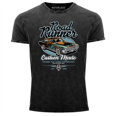 Neverless  Herren T-Shirt Vintage Shirt Printshirt Roadrunner American Muscle