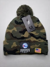 NBA Philadelphia 76ers Beanie Salute To Service Green Camo Adult One Size NWT 