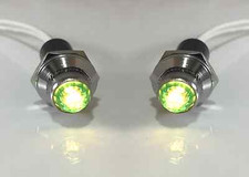 Pair Green Pilot Dash Indicator Warning Lights 12v - Vintage Classic Hot Rod