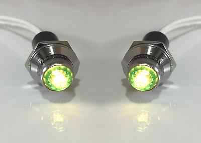 #ad Pair Green Pilot Dash Indicator Warning Lights 12V Vintage Classic Hot Rod $11.99