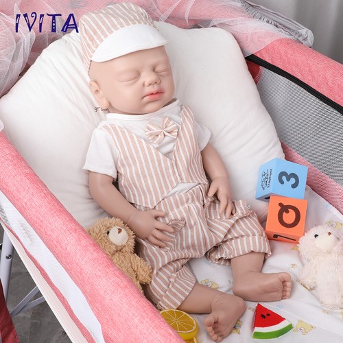 IVITA 19'' Floppy Silicone Reborn Boy Doll Eyes Closed Sleeping Silicone Baby - Picture 10 of 12