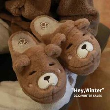 Cartoon Slipper Winter Indoor Warm Faux Fur Shoes Flip Flops Cute Home Slippers