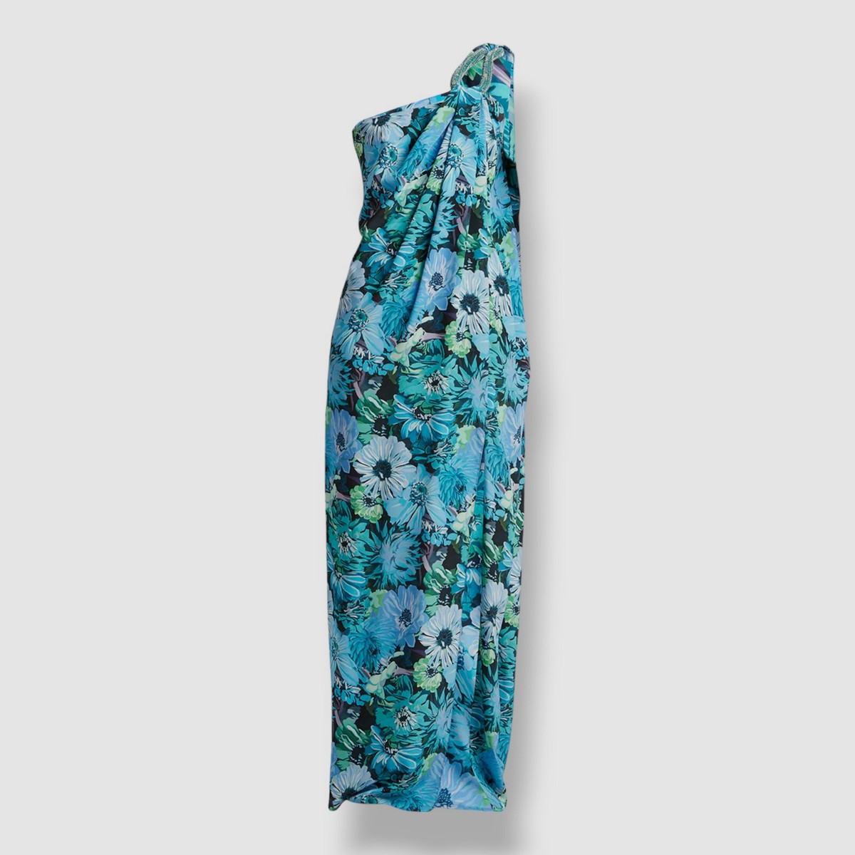 $2900 Stella McCartney Women's Blue One Shoulder Print Silk