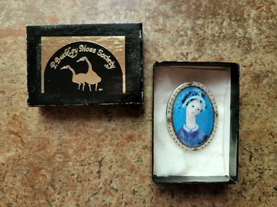 P. Buckley Moss Society Tenth Anniversary Blue Madonna Porcelain Pin 1997 NIB