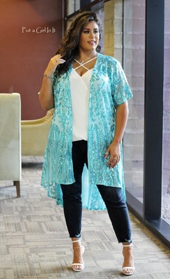 turquoise duster cardigan