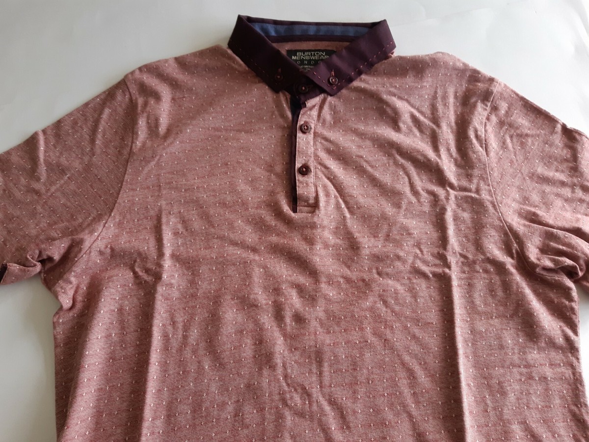 Chemise Burton Homme Taille L Rouge Clair/rose - Style Britannique, Manches Courtes, Occasion Très Bon état