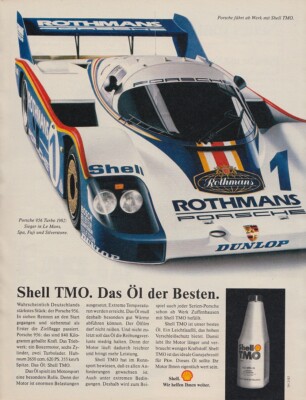Shell TMO / Porsche 956 Turbo - Reklame Werbeanzeige Original-Werbung 1983
