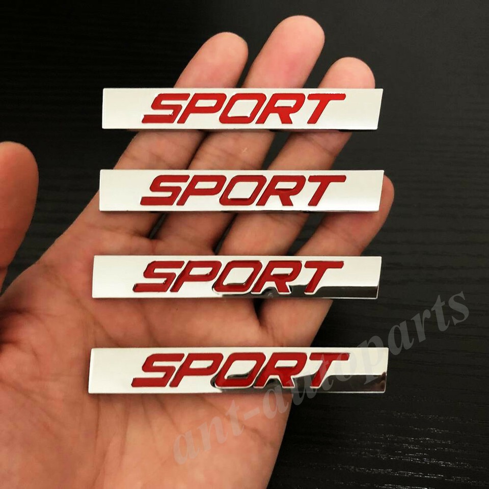 4x Metal Chrome Red Sport Car Trunk Rear Fender Emblem Badge Decals