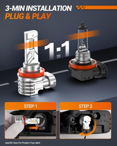 H11 LED Fog Light Bulbs - 16000 Lumens 6000K Xenon White for Superior Visibility - Picture 6 of 9