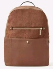 Image of Monsoon Accessorize Beth Suedette Leather Tan Brown Backpack Bnwt