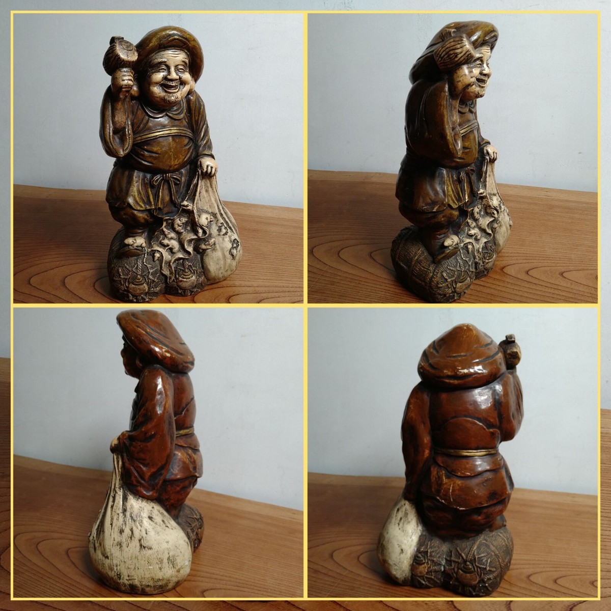 マルタ島　レッドタートル　陶器　置物 Japanese Porcelain Daikoku Statue 14.17inch Signed Fortune