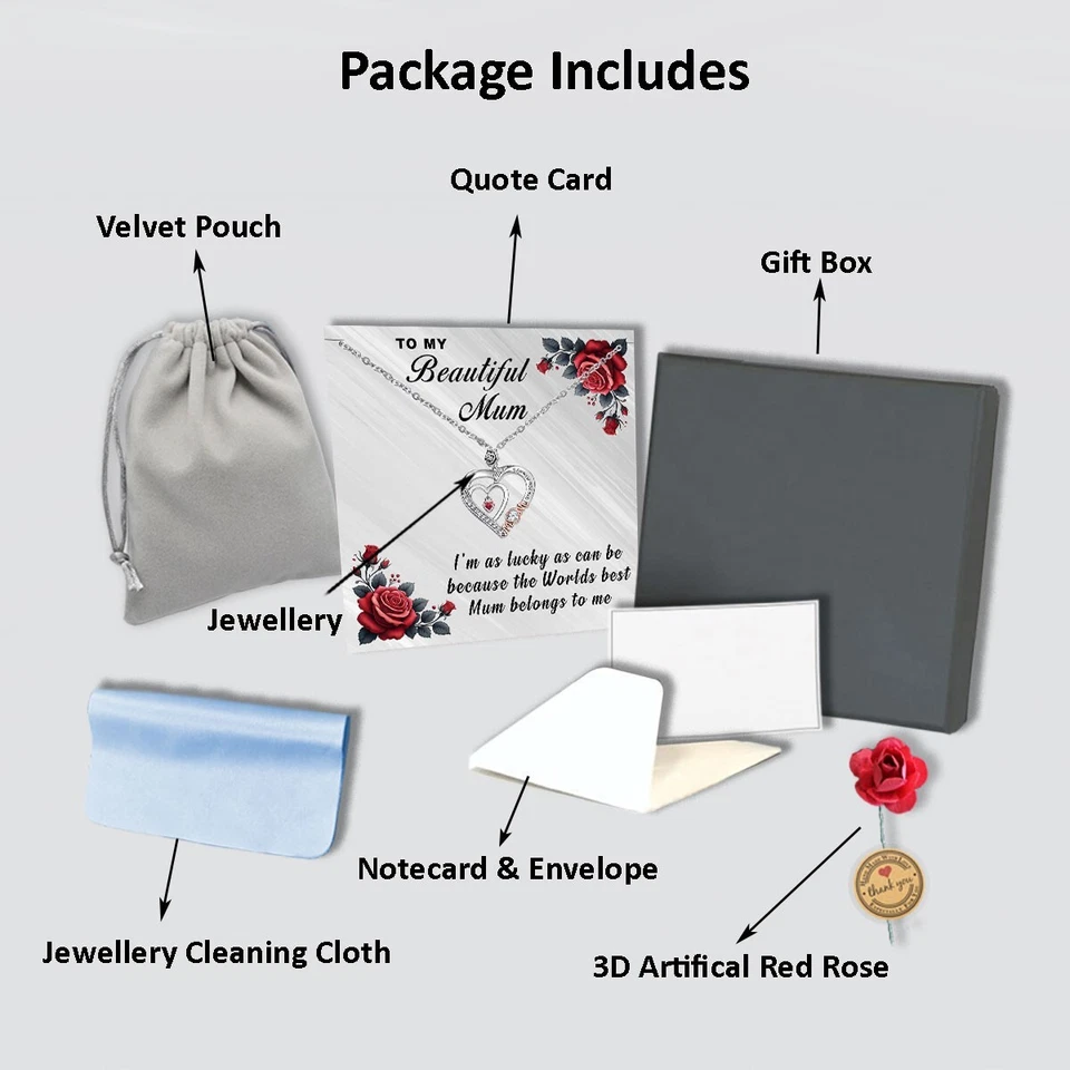 Rose Gold MUM Heart Necklace Personalised Gift For Her Mother Daughter Women UK - Image 2 of 4