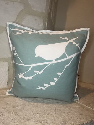 Storehouse turquoise & white Bird Silhouette Throw Pillow w/Feather insert