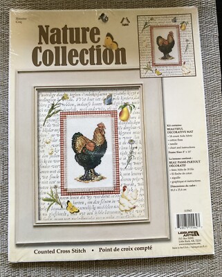 Leisure Arts Nature Collection Rooster Counted Cross Stitch Kit Vintage