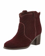 Laurence Dacade Nikki Woven Burgundy Wine Velvet 50mm Ankle Booties Size Eu 37