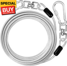 Dog Tie Out Cable: 15 ft Dog Lead for Yard - Heavy Duty Chain Leash Outside for