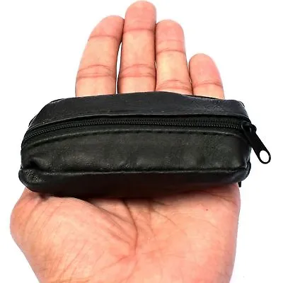 Kopen Mens & Ladies | SMALL Soft REAL Leather Coin Purse - Key Case - Pouch | TWO Zips