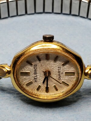 VINTAGE Helbros Ladies watch, Quartz, Gold Tone FOR PARTS OR
