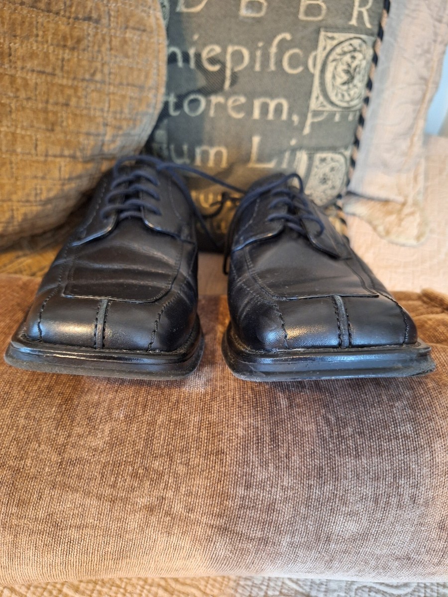 Mens black leather square toe shoes by Axcess, a Claiborne Company