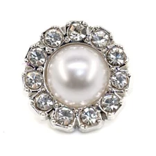 Gear Shape Rhinestone Silver Faux Pearl Sewing Shank Buttons 20 Pcs - 12.5mm ...