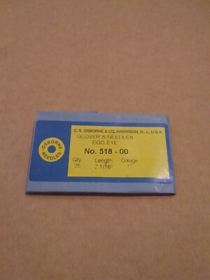 C.S. Osborne #518 Glovers Needles Size 00 (Pack of 25) Leathercraft