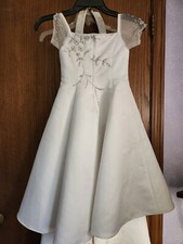 Flower Girl Dress, First Communion Gown, Baptism Dress, WHITE Satin Size 6 New