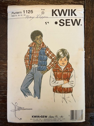 Kwik Sew 1125 Uncut Sewing Pattern, Boys' Vest, Size 8-10-12-14 - 第 1/2 張圖片