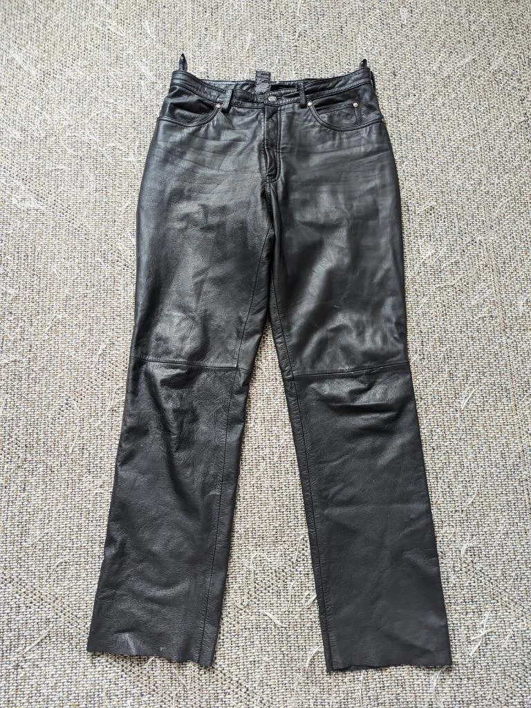 vintage HARLEY DAVIDSON leather pants 32x34 jean fit MOTORCYCLE black