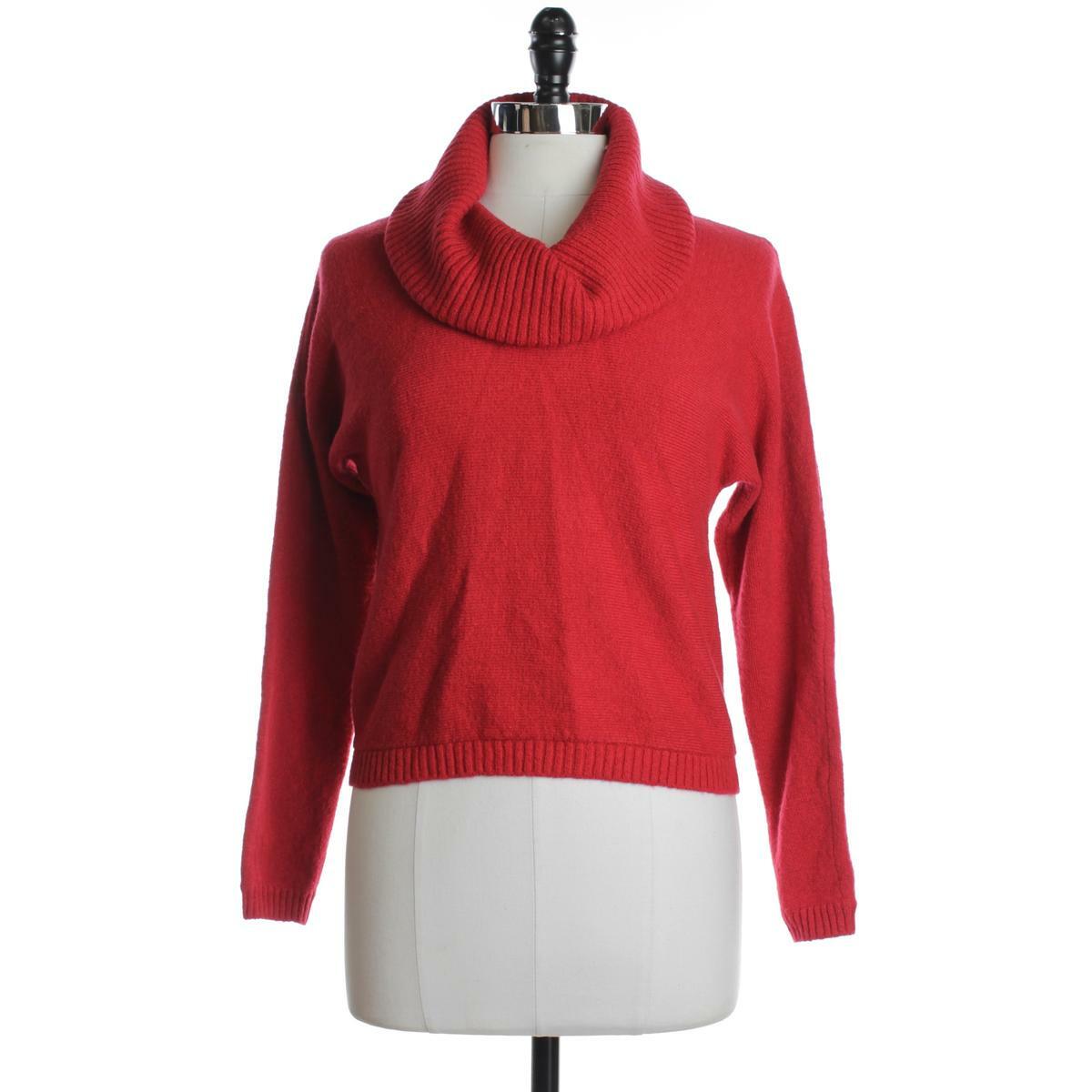 INC NEW Womens XS Red Solid Pull Over Cowl Pullover Sweater Long