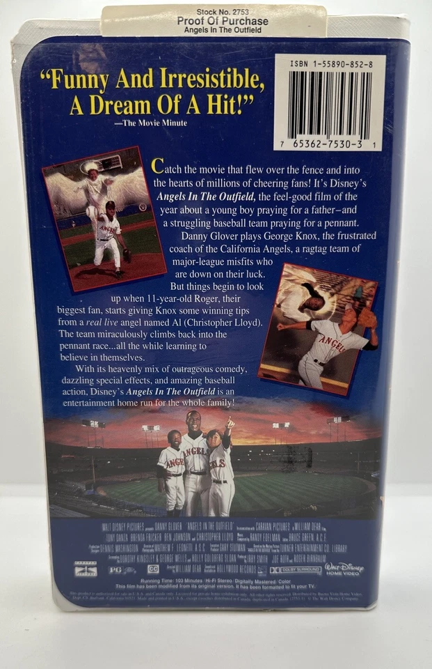 Walt Disney's Angels In The Outfield VHS #2753 - Imagem 3 de 3