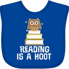 Inktastic Reading Is A Hoot Librarian Baby Bib Bookworm Owl Funny Club Group
