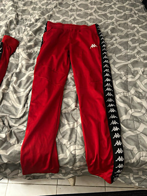 Kappa Men s 2-Piece Tracksuit Red/Black M Full Zip Pockets Jacket Pants