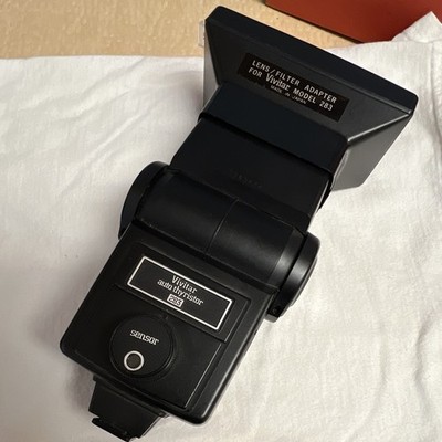 Vivitar 283 Auto Thyristor Flash Gun Hot Shoe Tilt Xenon GN 28m w/ Adapter