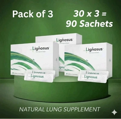 HEALTH PLUS 3 x Box Lignosus | Best Natural Respiratory Health Supplement - 30 Sachet Box.uk