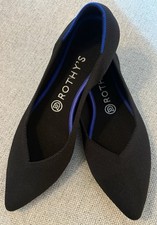 Women  s Rothy's The Point Black With Blue Halo Size 9 Flats Solid Ballet Work