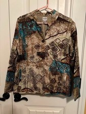 Chico's Silk Print Jacket Women Blazer Size 2 or Large NWOTS