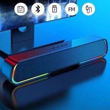 Wireless Bluetooth 5.0 TV PC Sound Bar Home Theater RGB 4D Dual Speaker Soundbar