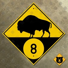 Manitoba provincial highway 8 road route sign Canada 1926 bison buffalo 12x12