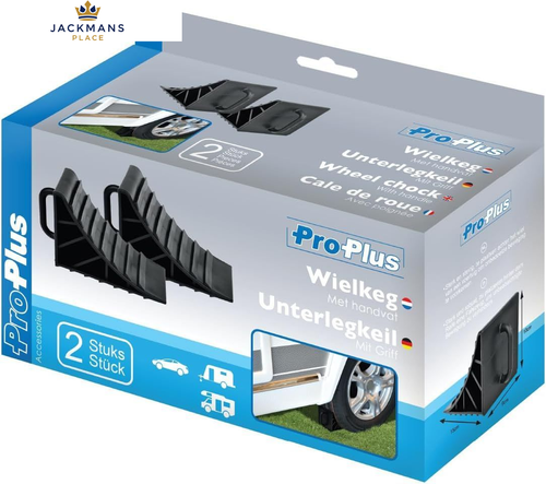 ProPlus Wheel chock plastic with handle set of 2 pieces