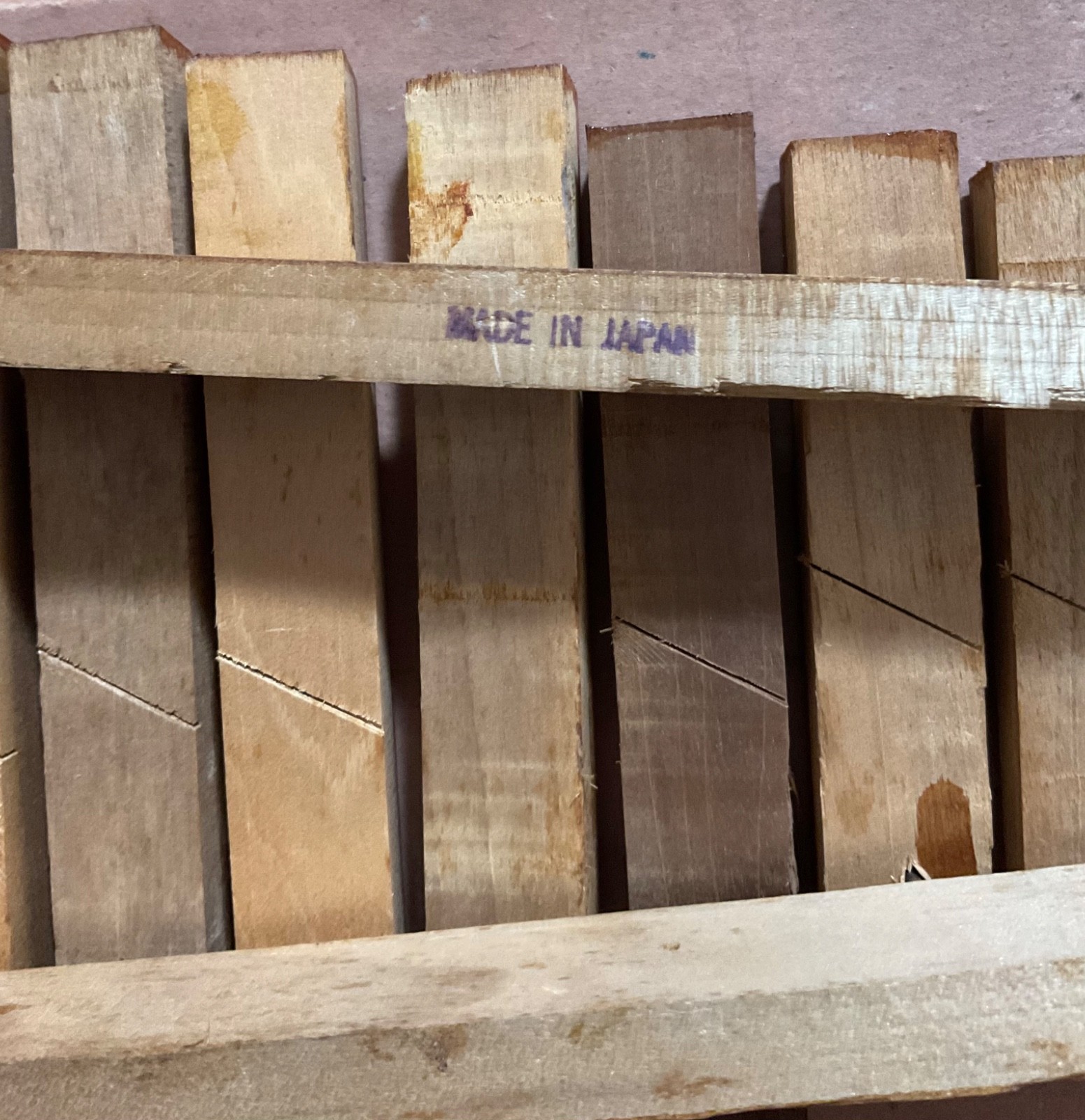 Vintage wooden xylophone with mallet, 8"x6" labeled made in Japan, original box