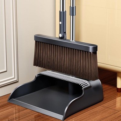 Broom and Dustpan Set, 51.6'' Long Handle Broom with Dustpan Combo Set with Du...
