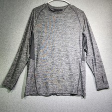 Russell Dri-Power 360 Long Sleeve Shirt Men s Large Gray Heather Stretch...