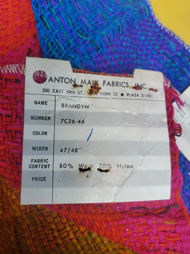 Vintage Anton Maix Inc. Brandyn Wool Blend Fabric 47" (7C26-46) Germany - Image 3 of 4