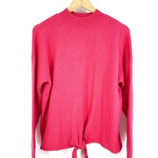 LOFT front knot wool blend mock neck pink sweater, size M NWT